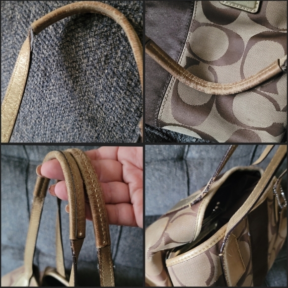 Coach Signature Stripe Framed Kisslock Carryall Y2K F13533 - Picture 14 of 14